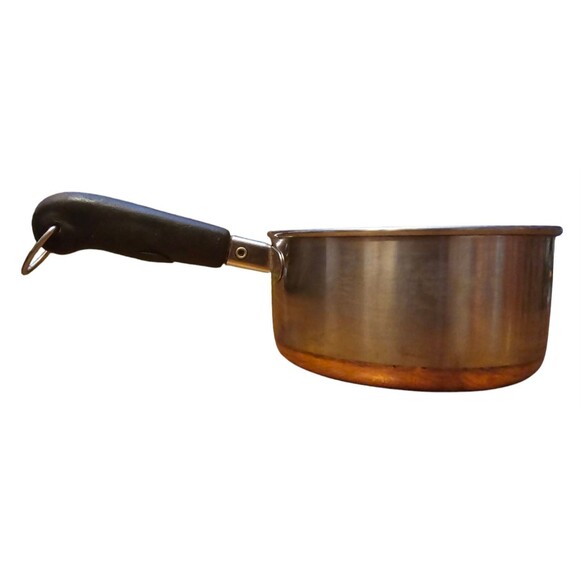 Revere Ware 1 Qt. Pan Stainless Steel Copper NO LID SEE PICS FOR DAMAGED HANDLE - Picture 1 of 6
